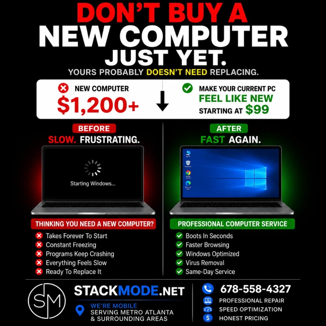 Computer repair Atlanta ad creative by Stackmode Network