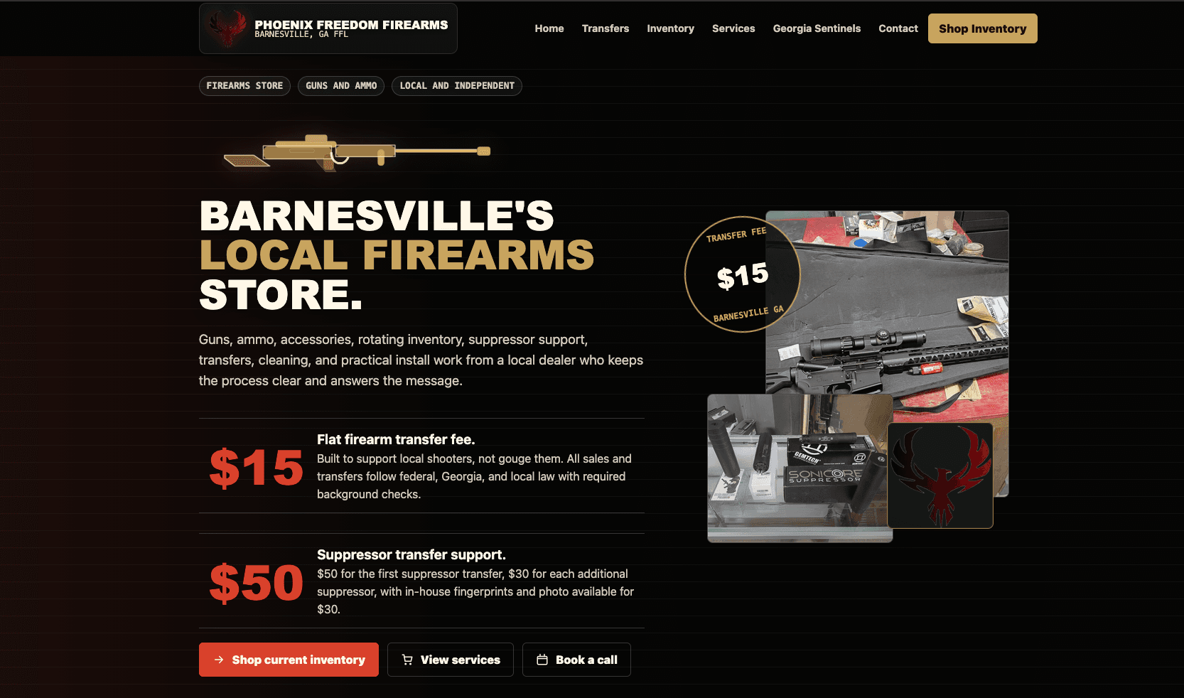 Phoenix Freedom Firearms website built by Stackmode Network