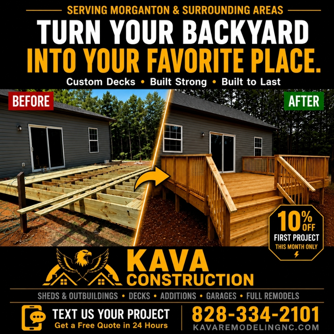 Kava Construction deck before and after ad designed by Stackmode