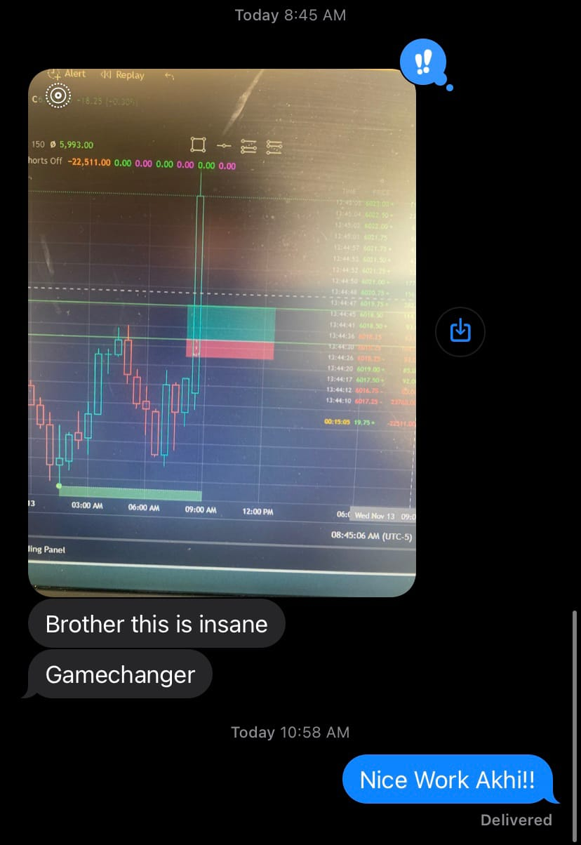 Student message calling a Stackmode stock trading setup insane and a game changer