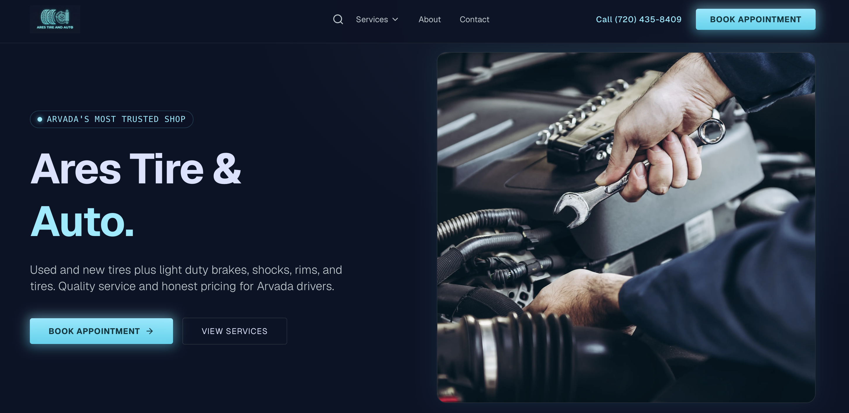Ares Tire and Auto website preview by Stackmode