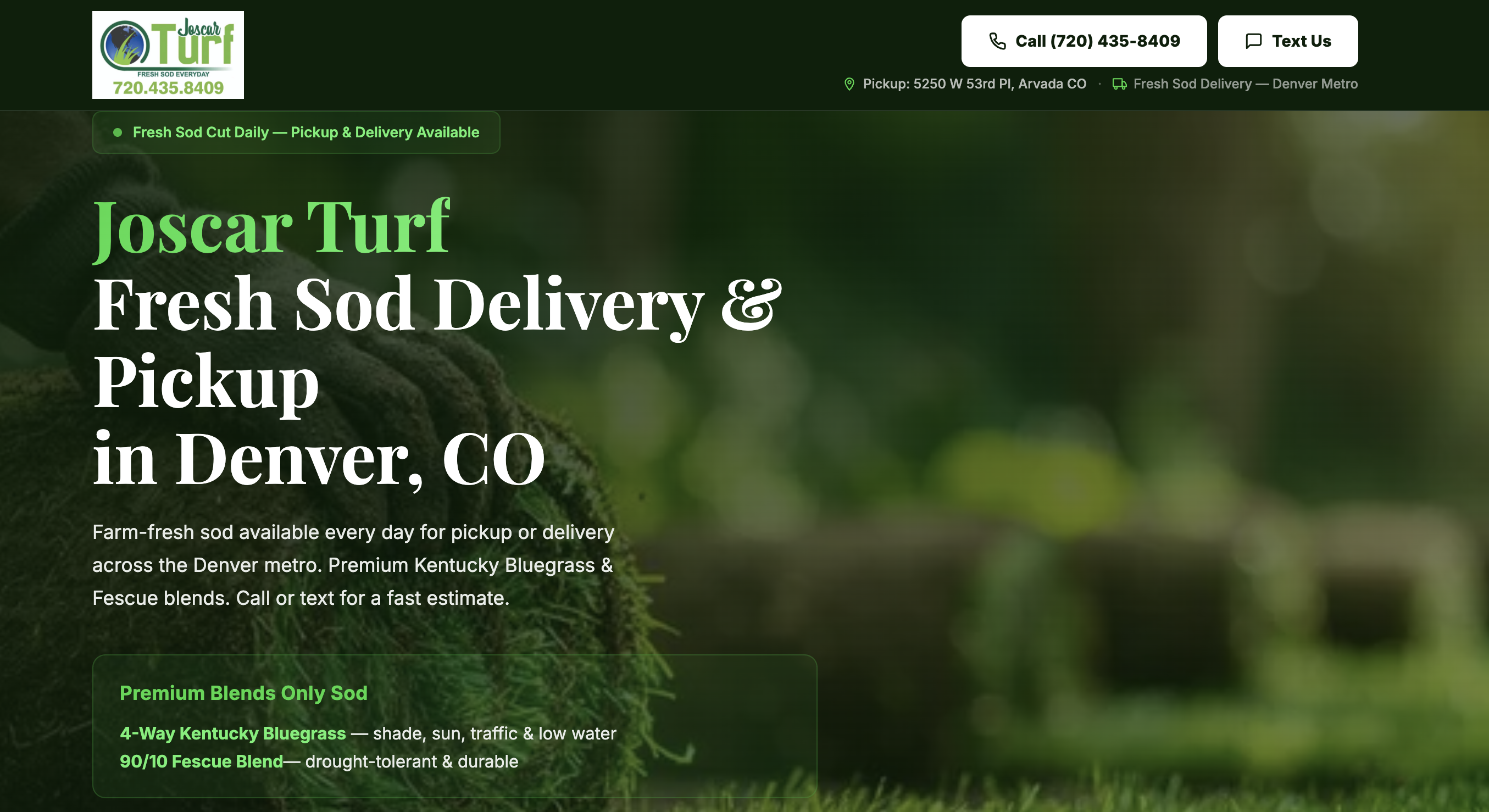 Joscar Turf website preview by Stackmode