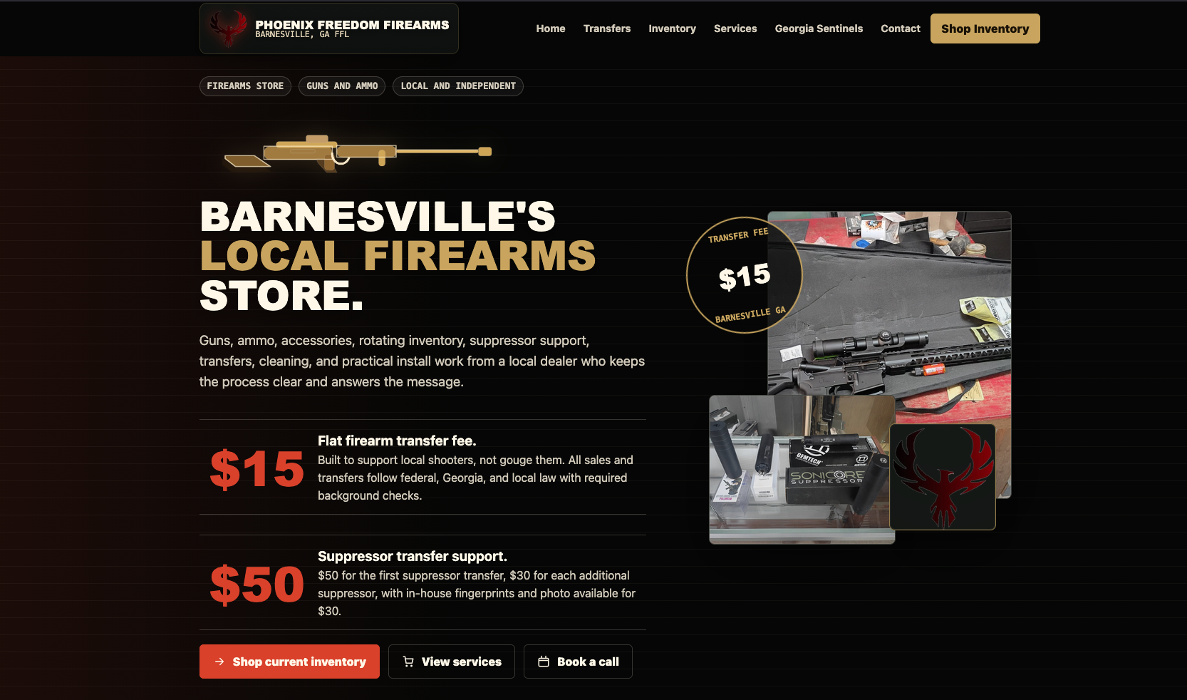 Phoenix Freedom Firearms website preview by Stackmode